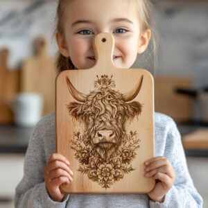 Highland Cow Charcuterie Board Engraving File - 3D