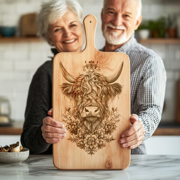 Highland Cow Charcuterie Board Engraving File - 3D