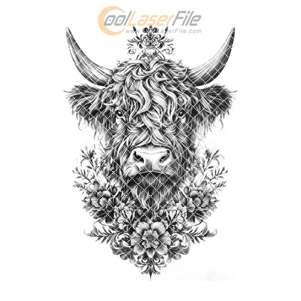 Highland Cow Charcuterie Board Engraving File - 3D