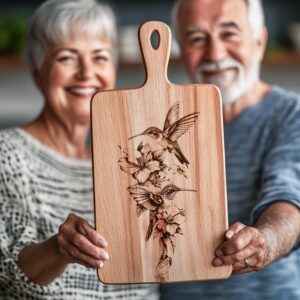 Laser Engraved Hummingbird Charcuterie Board Design | HQ
