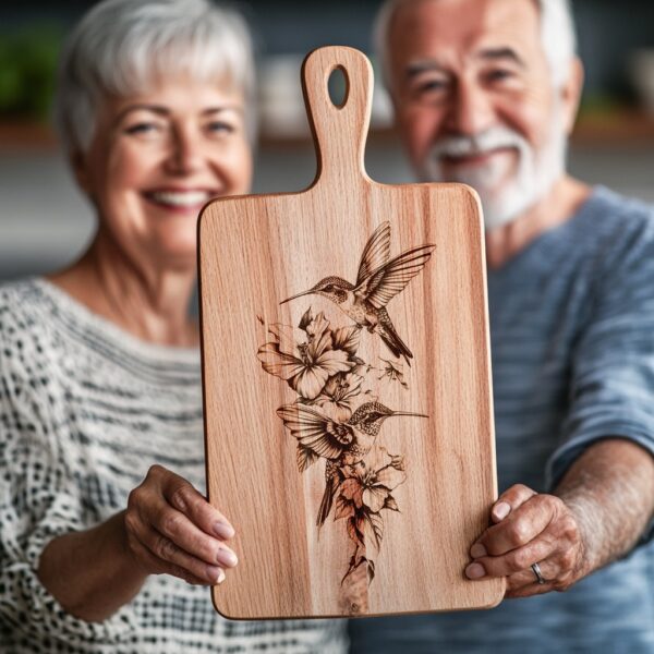 Laser Engraved Hummingbird Charcuterie Board Design | HQ