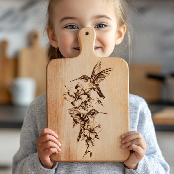 Laser Engraved Hummingbird Charcuterie Board Design | HQ