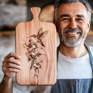 Laser Engraved Hummingbird Charcuterie Board Design | HQ