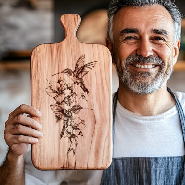 Laser Engraved Hummingbird Charcuterie Board Design | HQ