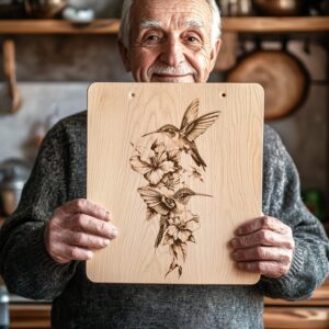 Laser Engraved Hummingbird Charcuterie Board Design | HQ