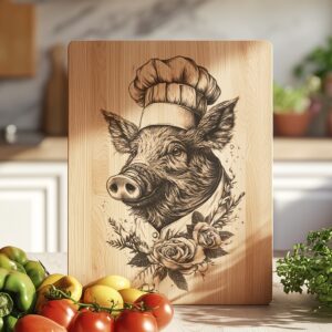 Pig Chef Charcuterie Board Engraving File | Kitchen