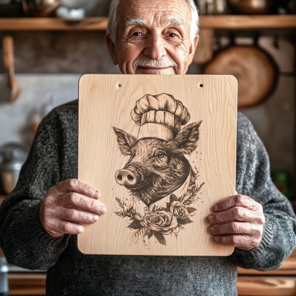 Pig Chef Charcuterie Board Engraving File | Kitchen