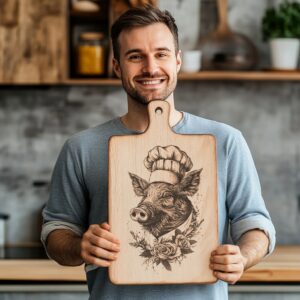 Pig Chef Charcuterie Board Engraving File | Kitchen