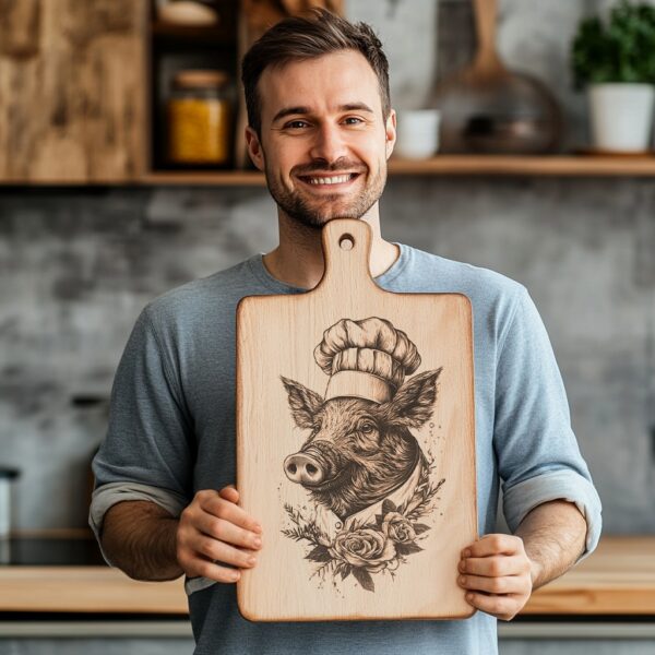 Pig Chef Charcuterie Board Engraving File | Kitchen