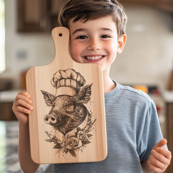 Pig Chef Charcuterie Board Engraving File | Kitchen