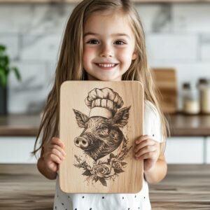 Pig Chef Charcuterie Board Engraving File | Kitchen