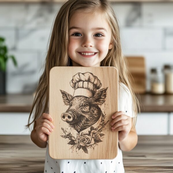 Pig Chef Charcuterie Board Engraving File | Kitchen