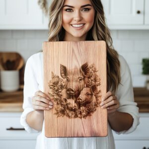 Pig Family Charcuterie Board Engraving File - 3D