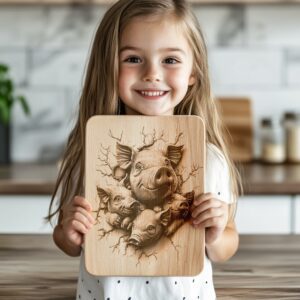 Pig Family Charcuterie Board Engraving File | 3D