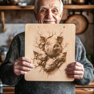 Pig Family Charcuterie Board Engraving File | 3D