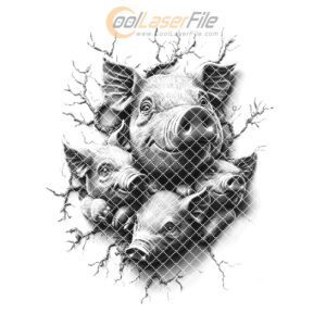 Pig Family Charcuterie Board Engraving File | 3D