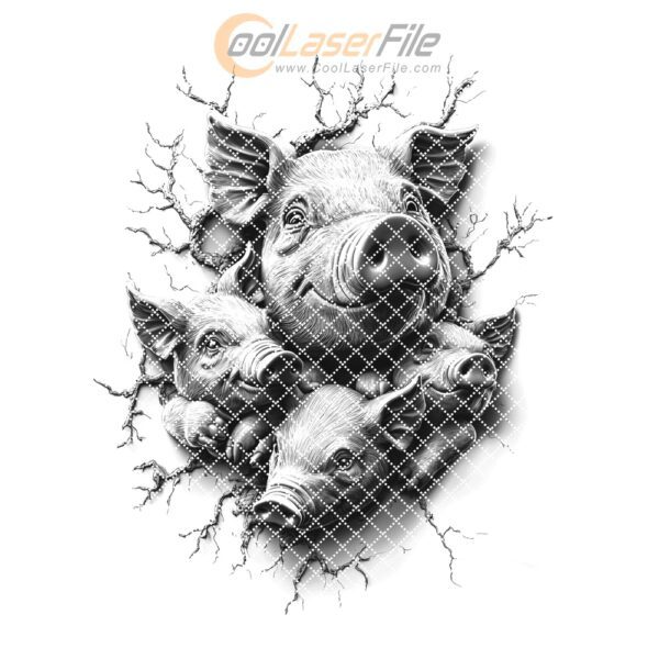 Pig Family Charcuterie Board Engraving File | 3D