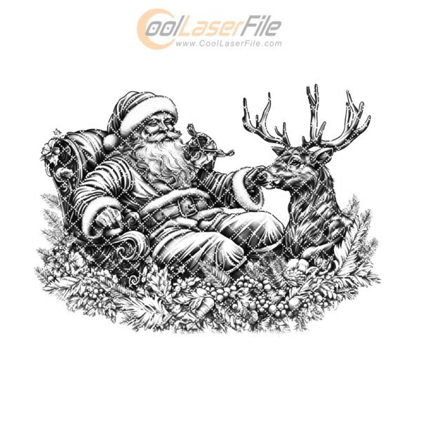 Santa Claus & Reindeer Christmas Charcuterie Board Engraving