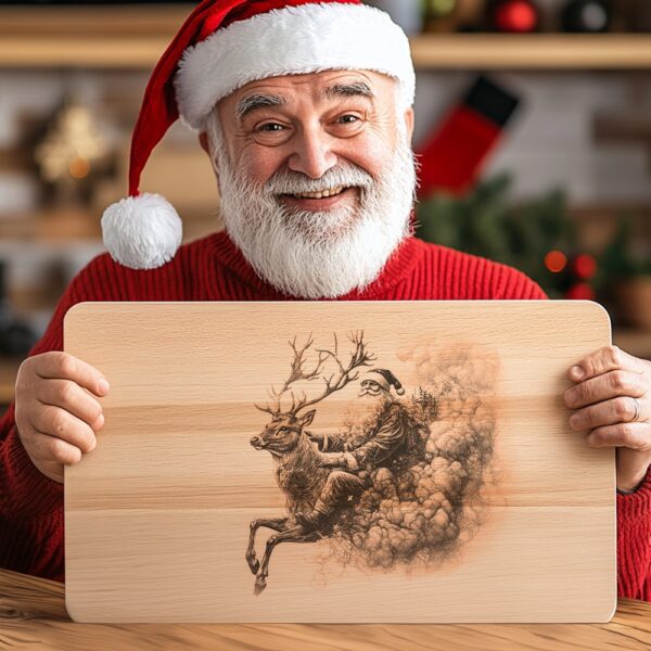 Santa Claus Reindeer Charcuterie Board Engraving File |