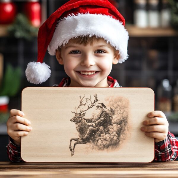 Santa Claus Reindeer Charcuterie Board Engraving File |