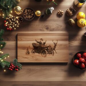 Santa on Vintage Car Engraving File | Christmas
