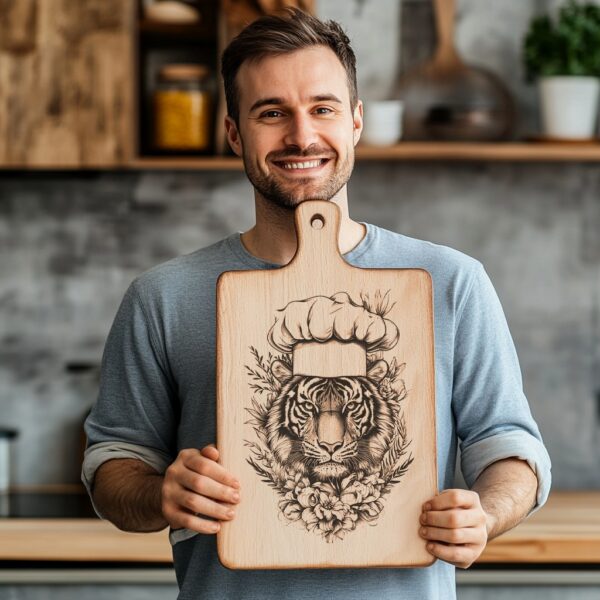 Tiger Chef Charcuterie Board Engraving File | 3D