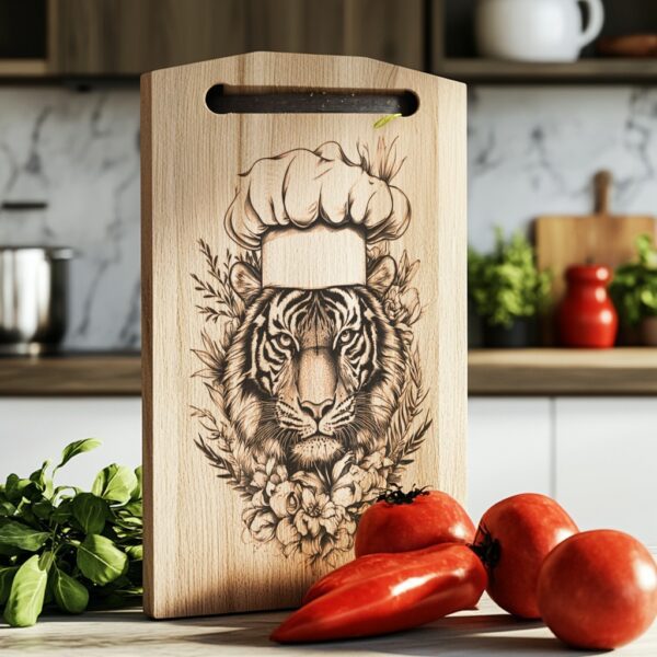 Tiger Chef Charcuterie Board Engraving File | 3D