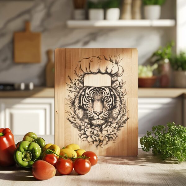Tiger Chef Charcuterie Board Engraving File | 3D