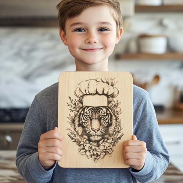 Tiger Chef Charcuterie Board Engraving File | 3D
