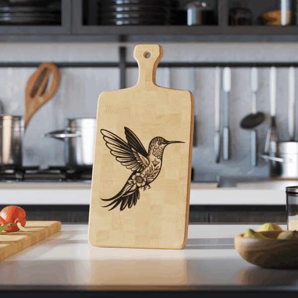 3D Illusion Charcuterie Board Laser Engraving File, Hummingbird