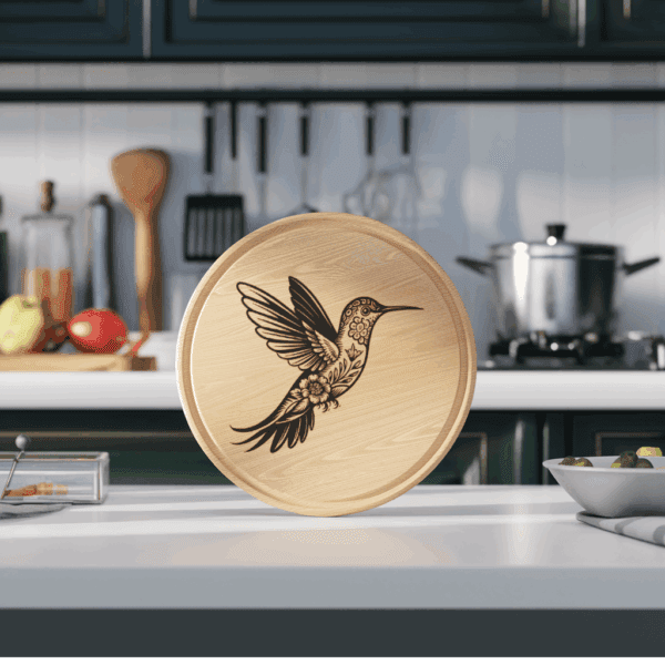 3D Illusion Charcuterie Board Laser Engraving File, Hummingbird