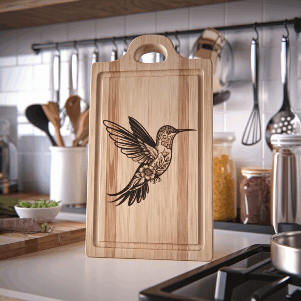 3D Illusion Charcuterie Board Laser Engraving File, Hummingbird