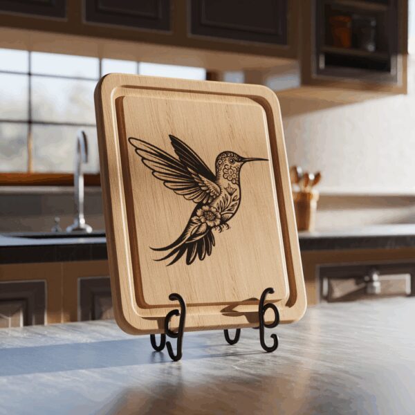 3D Illusion Charcuterie Board Laser Engraving File, Hummingbird