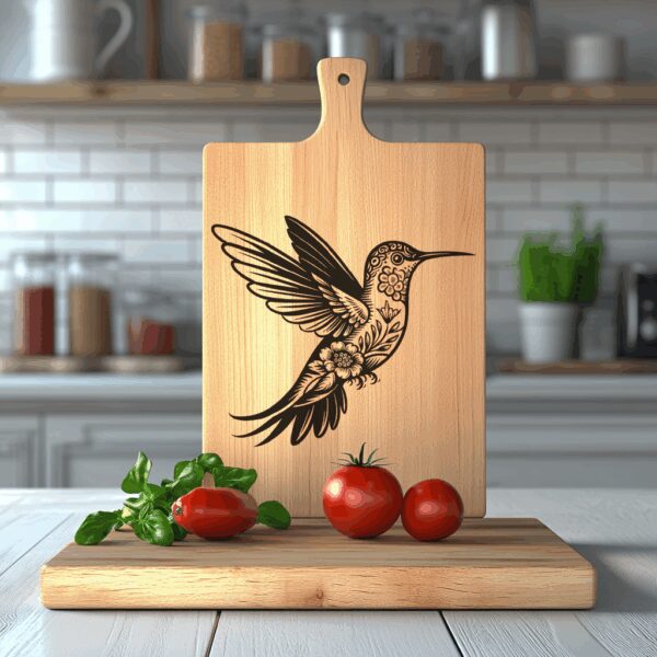 3D Illusion Charcuterie Board Laser Engraving File, Hummingbird