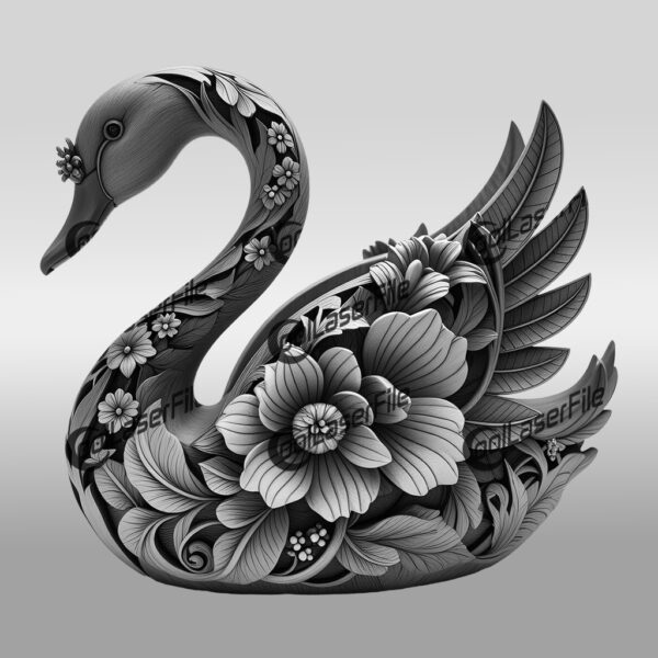 3D Illusion Laser Engraving File, Rooster and Flower