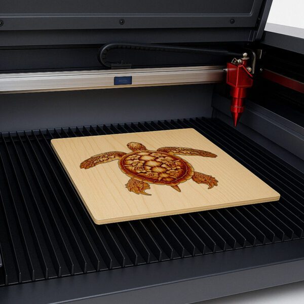 3D Laser Engraving Design, Turtle Floral Shell, Intricate
