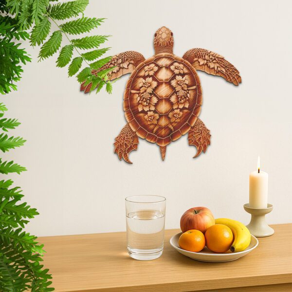 3D Laser Engraving Design, Turtle Floral Shell, Intricate