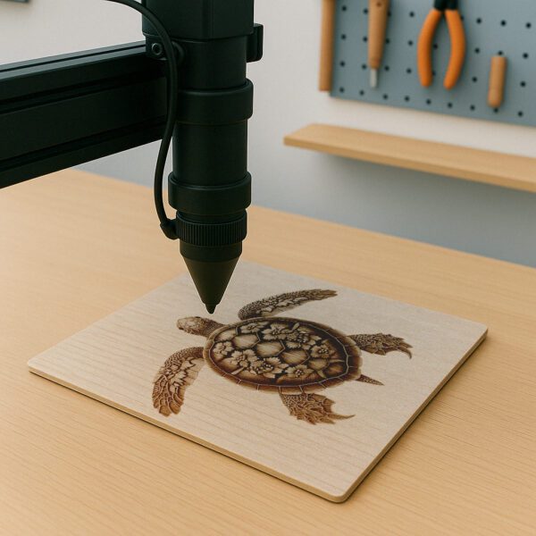 3D Laser Engraving Design, Turtle Floral Shell, Intricate