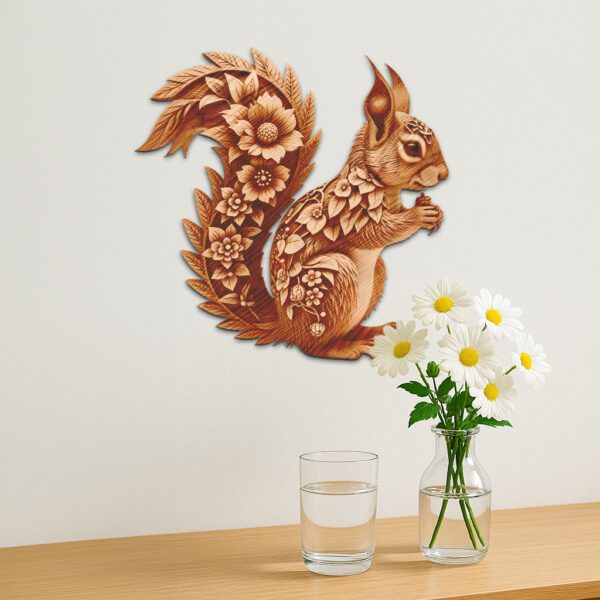 3D Squirrel Illusion Art File with Floral Details,