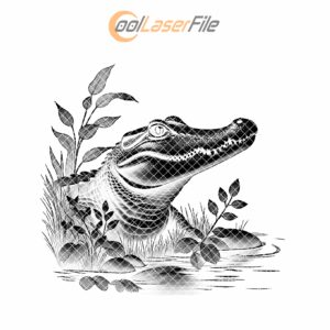 Alligator Water Slate Coaster Engraving File, Unique PNG