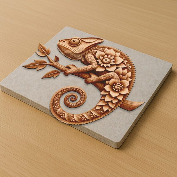 Chameleon Branch 3D Illusion Laser Engraving Design, Unique