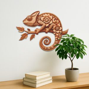 Chameleon Branch 3D Illusion Laser Engraving Design, Unique