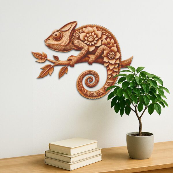 Chameleon Branch 3D Illusion Laser Engraving Design, Unique