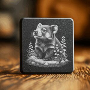 Cougar Laser Engraving Design, Wildlife Slate Coaster PNG,