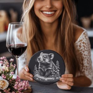 Cougar Laser Engraving Design, Wildlife Slate Coaster PNG,