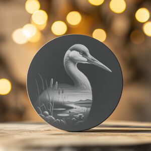 Crane Double Exposure Slate Coaster Design, Wild Animal
