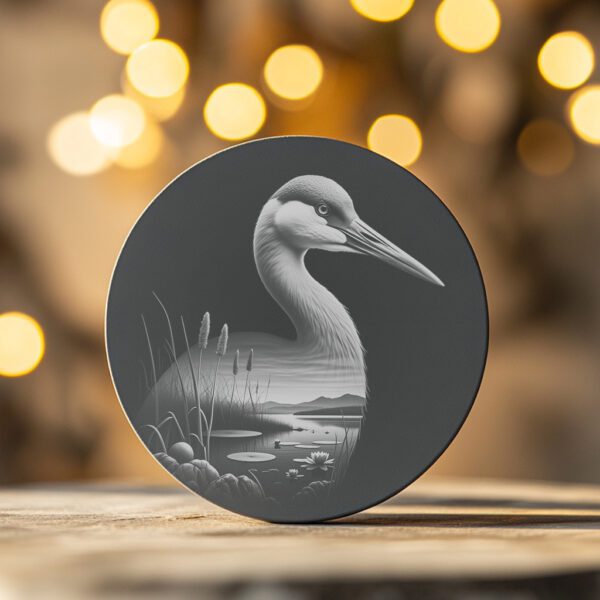 Crane Double Exposure Slate Coaster Design, Wild Animal