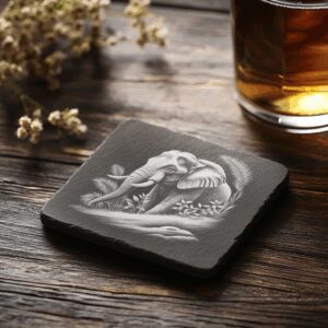 Elephant Jungle Slate Coaster Engraving File, Home Decor,