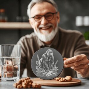 Gorilla Slate Coaster Design, Laser Engraving PNG, Wildlife