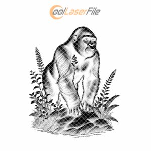 Gorilla Slate Coaster Design, Laser Engraving PNG, Wildlife